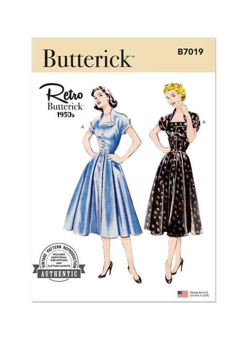 Butterick sewing pattern B7019 Misses' 50's Dress from Jaycotts Sewing Supplies