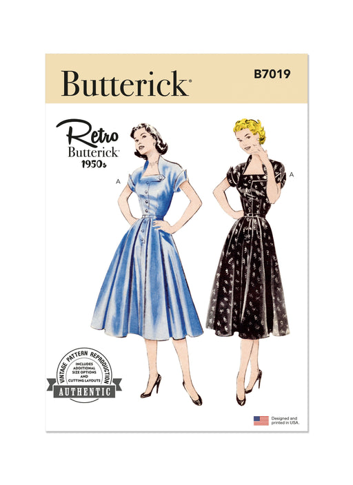 Butterick sewing pattern B7019 Misses' 50's Dress from Jaycotts Sewing Supplies