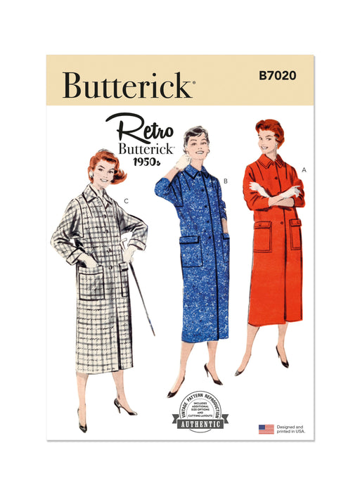 Butterick sewing pattern B7020 Misses' 50's Box Coat from Jaycotts Sewing Supplies