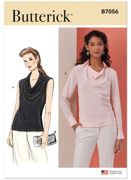 Butterick sewing pattern 7056 Misses' Cowl Neck Blouse with Sleeve Variations from Jaycotts Sewing Supplies