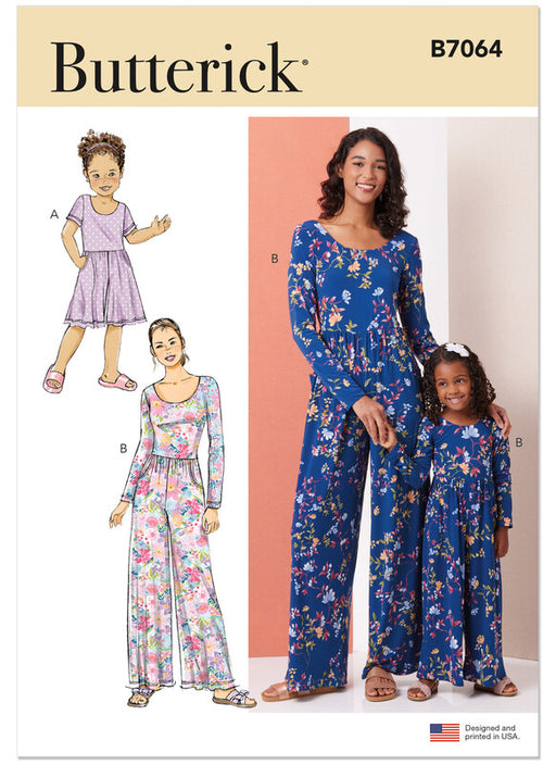 Butterick sewing pattern 7064 Children's and Misses' Knit Romper and Jumpsuit from Jaycotts Sewing Supplies
