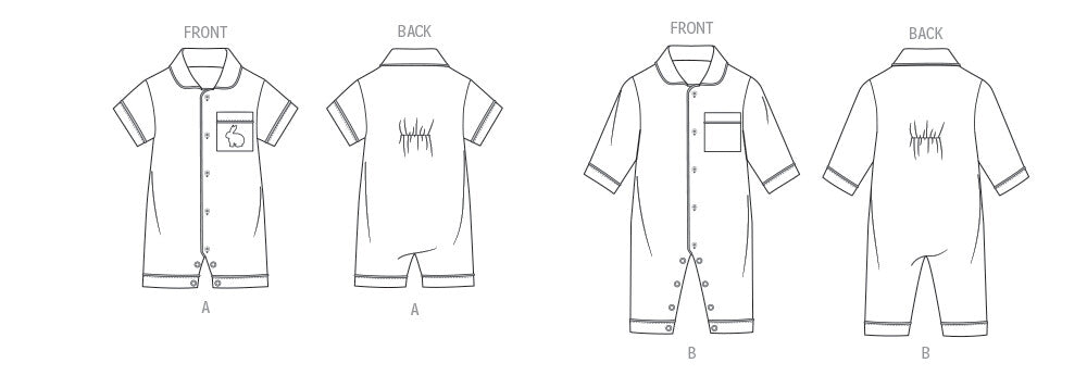 Butterick sewing pattern 7067 Babies Jumpsuit in Two Lengths from Jaycotts Sewing Supplies