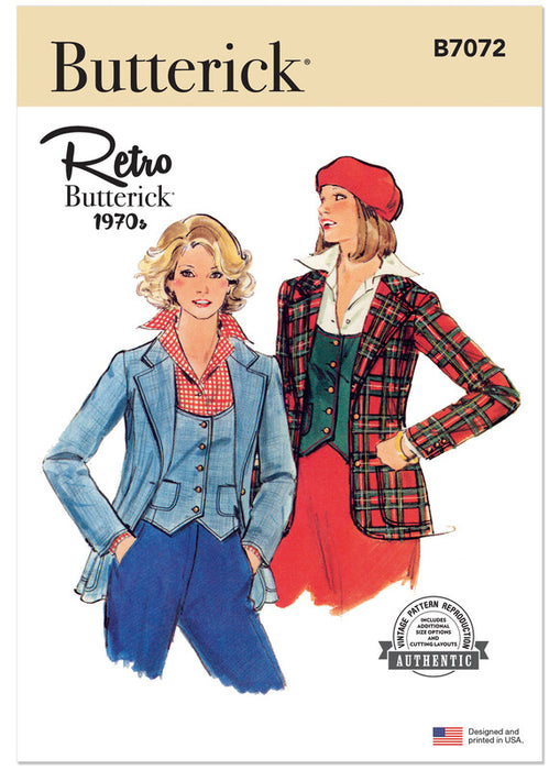 Butterick sewing pattern 7072 Misses' Waistcoat and Jacket from Jaycotts Sewing Supplies