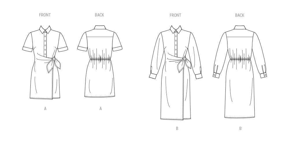 Butterick sewing pattern 7075 Misses' Wrap Front Shirtdress in Two Lengths from Jaycotts Sewing Supplies