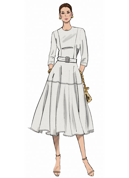 Butterick sewing pattern 7077 Fit and Flare Dress with Belt from Jaycotts Sewing Supplies