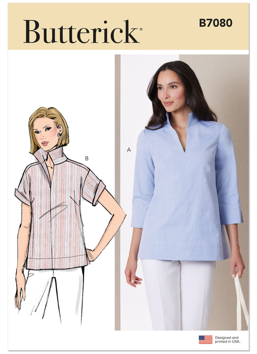 Butterick sewing pattern 7080 Misses' Stand Collar Blouse from Jaycotts Sewing Supplies