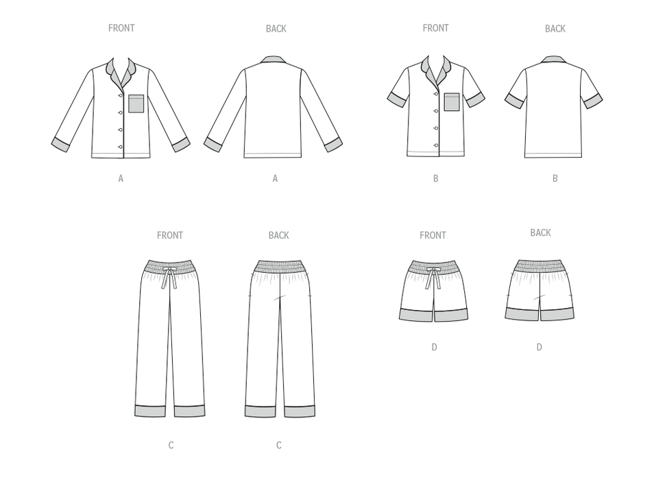 Butterick sewing pattern 7083 Misses' Pyjamas from Jaycotts Sewing Supplies