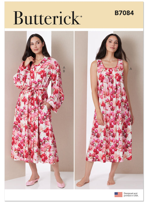 Butterick sewing pattern 7084 Misses' Nightgown and Robe with Tie Belt from Jaycotts Sewing Supplies