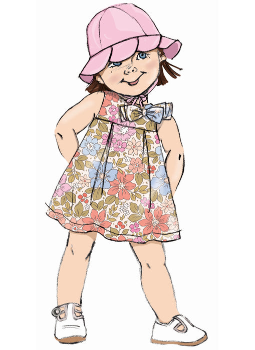 Butterick sewing pattern 7086 Toddlers' Dresses, Panties and Hat from Jaycotts Sewing Supplies