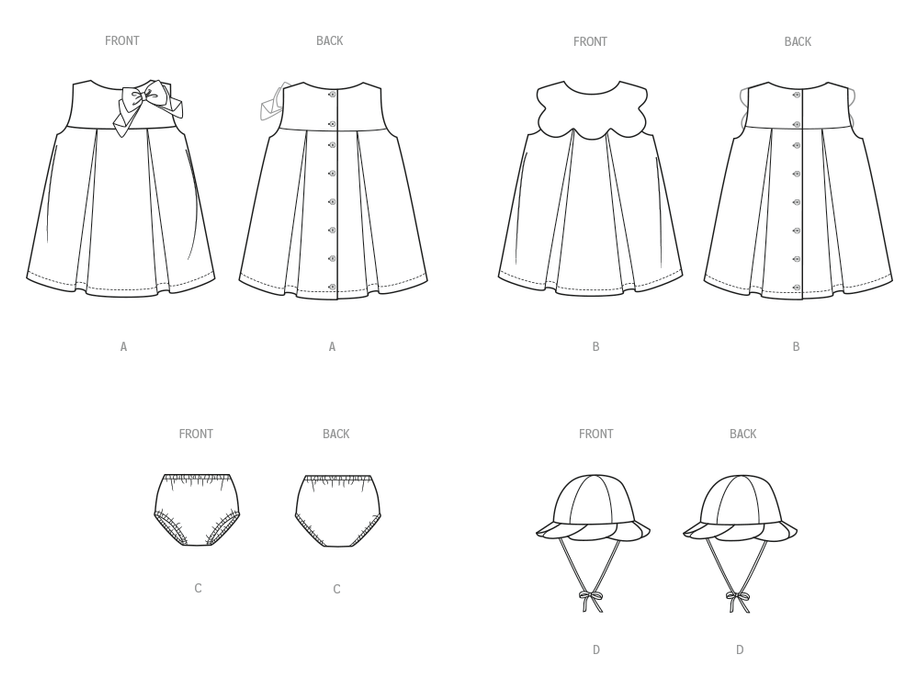 Butterick sewing pattern 7086 Toddlers' Dresses, Panties and Hat from Jaycotts Sewing Supplies