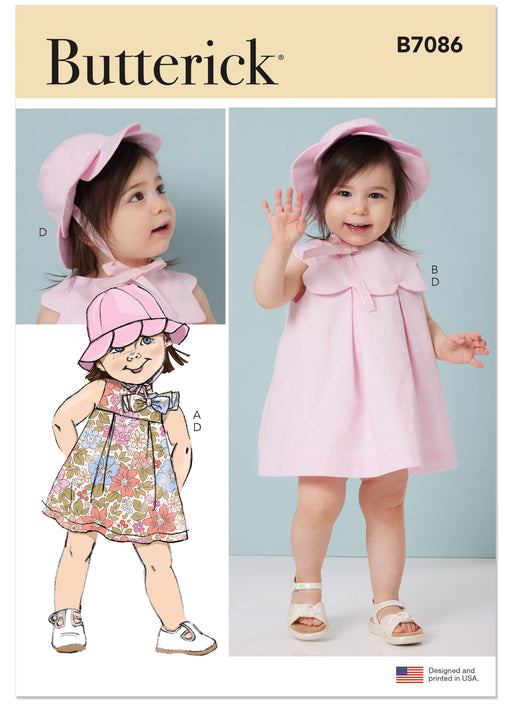 Butterick sewing pattern 7086 Toddlers' Dresses, Panties and Hat from Jaycotts Sewing Supplies