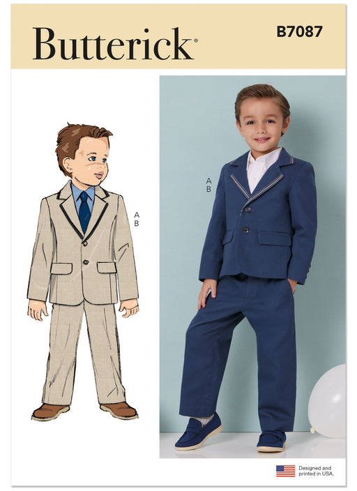 Butterick sewing pattern 7087 Boys' Blazer and Trousers from Jaycotts Sewing Supplies