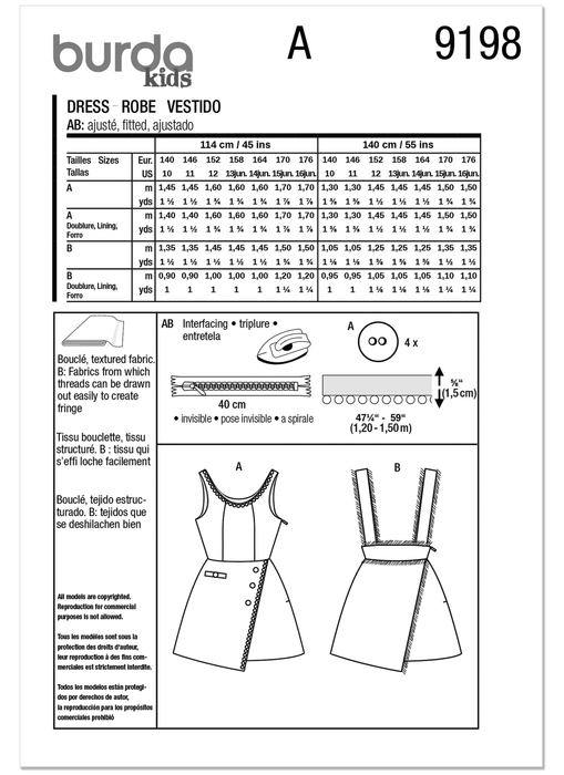 Burda Pattern 9198 Children's Dress and Skirt from Jaycotts Sewing Supplies