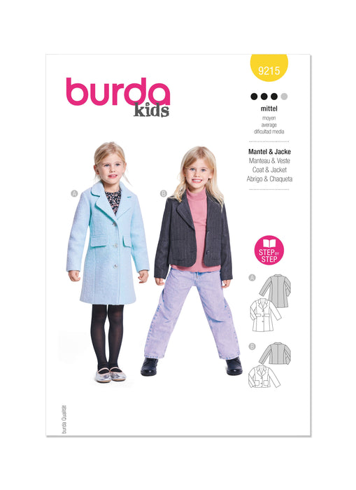 Burda Style Pattern 9215 Children's Coats from Jaycotts Sewing Supplies