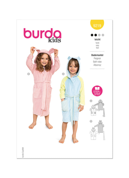 Burda Style Pattern 9219 Children's Bathrobe from Jaycotts Sewing Supplies