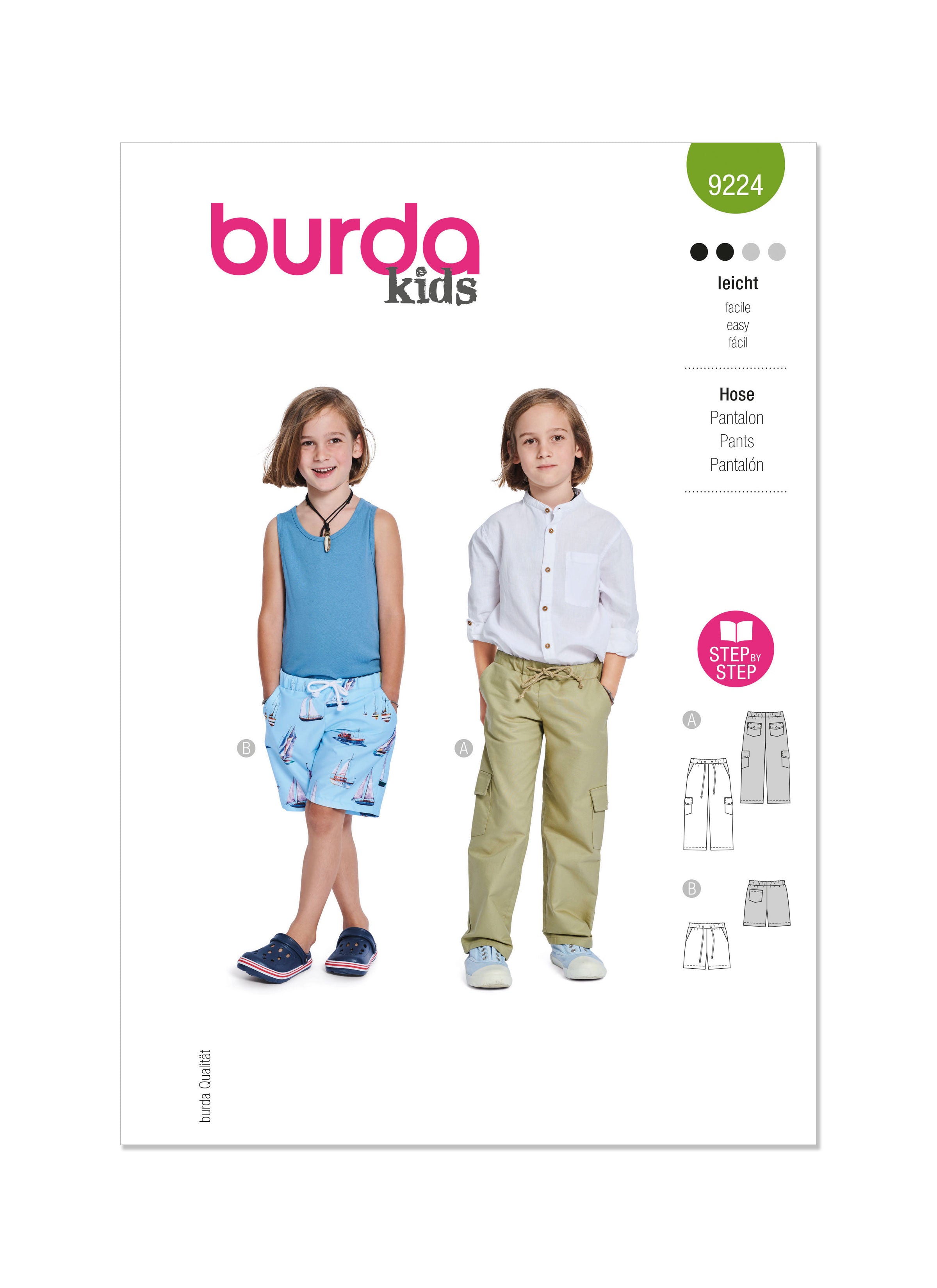 Burda Style 9224 Children's Cargo Pants Pattern from Jaycotts Sewing Supplies