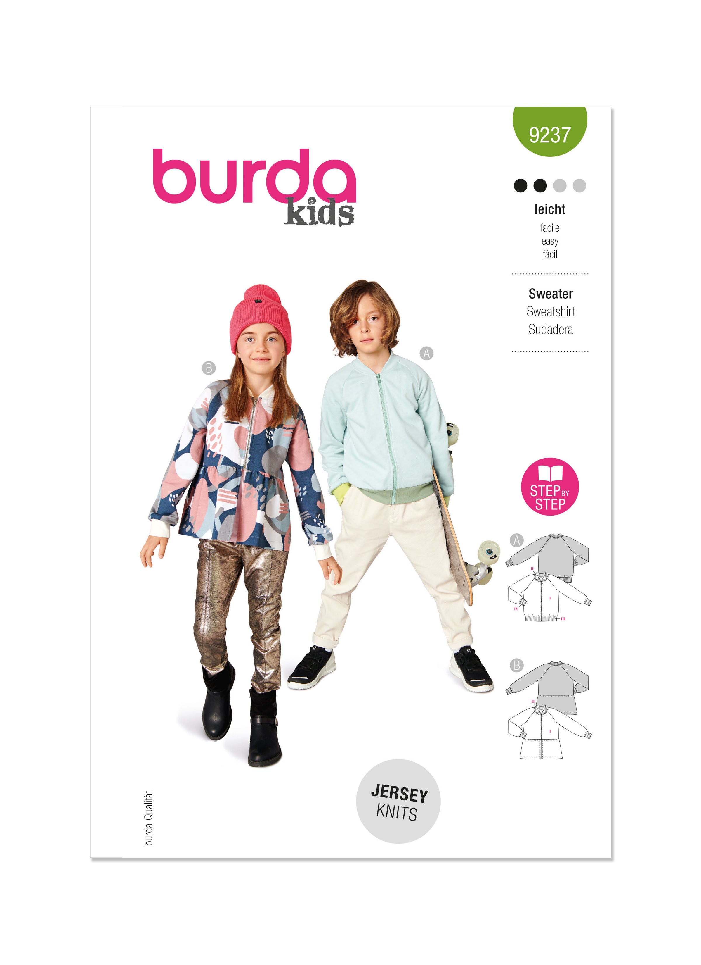 Burda Sewing Pattern 9237 Children's Blouson Top from Jaycotts Sewing Supplies