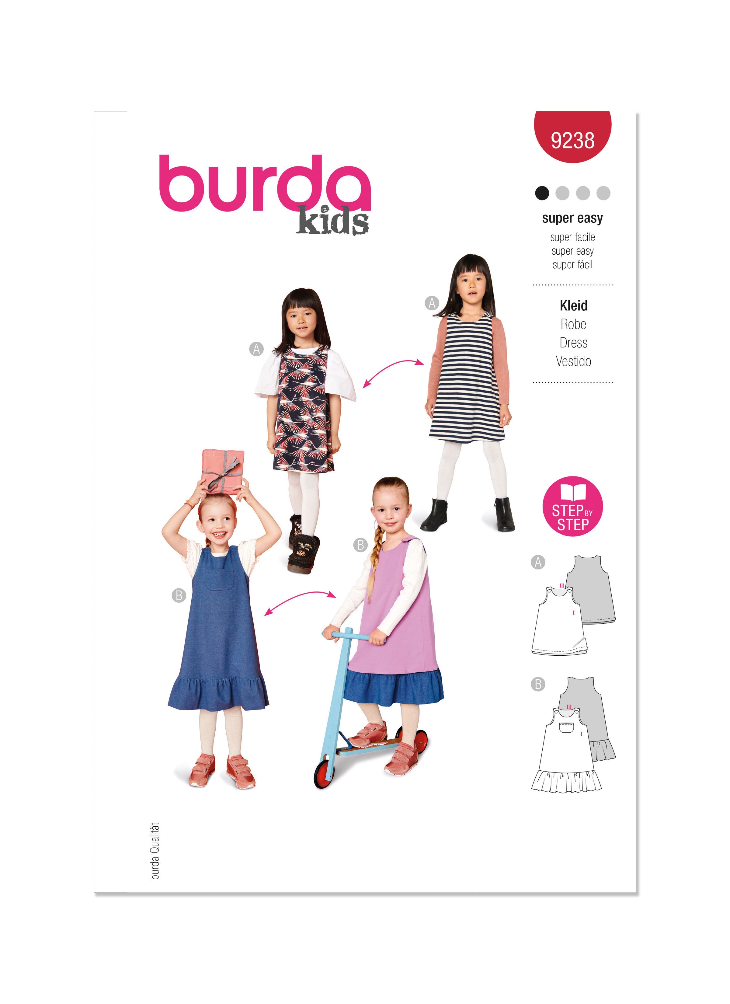 Burda Sewing Pattern 9238 Children's Dress from Jaycotts Sewing Supplies