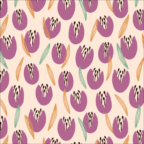 Cloud 9 Fabric Organic Cotton, Blooming Revelry, Tossed Tulips from Jaycotts Sewing Supplies