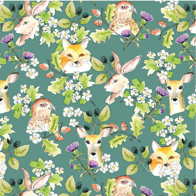 A Country Walk Organic Cotton Fabric, Animals of the Woods from Jaycotts Sewing Supplies