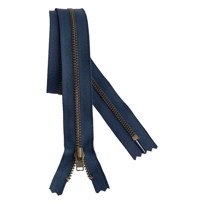 Metal Dress Zip | Antique Brass - NAVY from Jaycotts Sewing Supplies