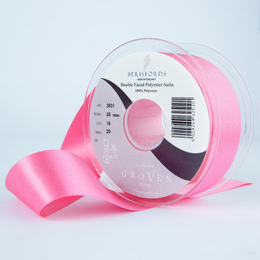 Berisfords Satin Ribbon, Sugar Pink from Jaycotts Sewing Supplies