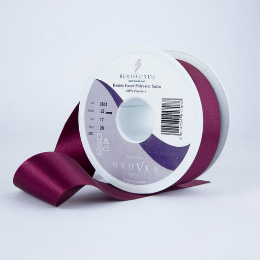 Berisfords Satin Ribbon, Wine from Jaycotts Sewing Supplies