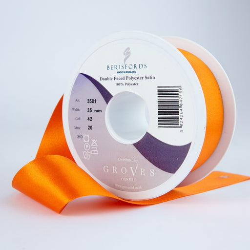 Berisfords Satin Ribbon, Orange Delight from Jaycotts Sewing Supplies