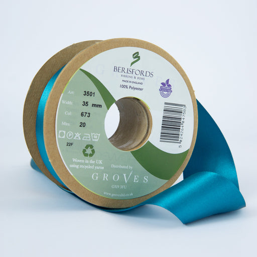 Berisfords Satin Ribbon, Malibu Blue from Jaycotts Sewing Supplies