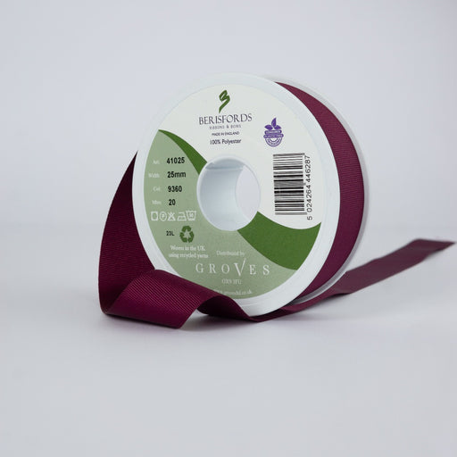 Berisfords Grosgrain Ribbon - Wine from Jaycotts Sewing Supplies