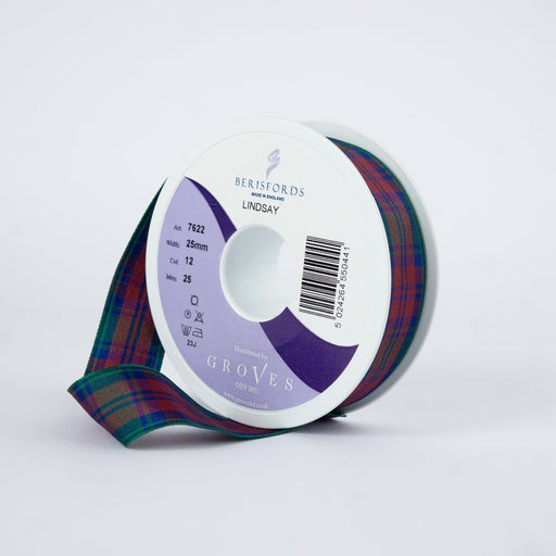 Berisfords Lindsey Tartan Ribbon from Jaycotts Sewing Supplies