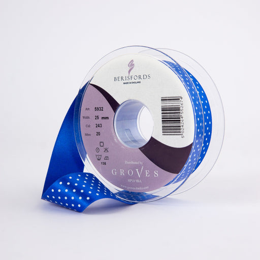 Berisfords Micro Dot Ribbon on 20m rolls Royal Blue from Jaycotts Sewing Supplies