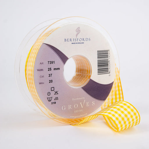 Berisfords Gingham Ribbon Gold from Jaycotts Sewing Supplies