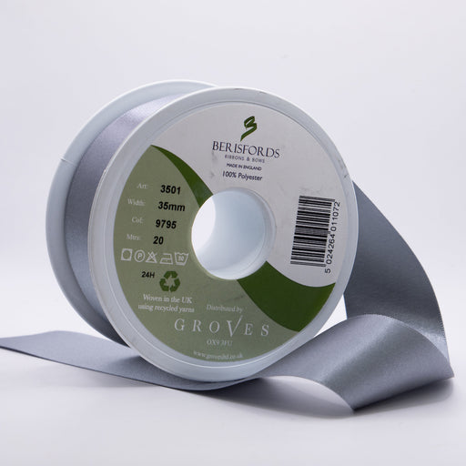 Berisfords Satin Ribbon, Slate Grey from Jaycotts Sewing Supplies