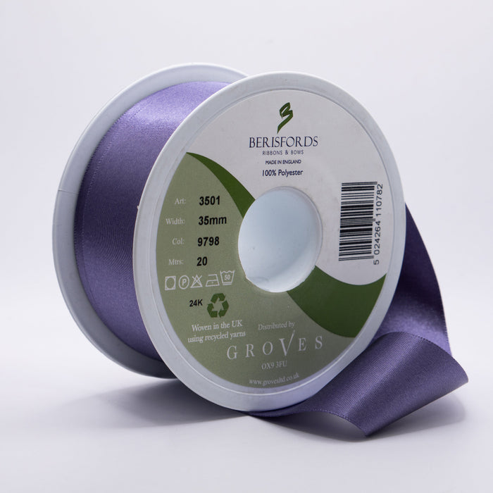 Berisfords Satin Ribbon, Mulberry from Jaycotts Sewing Supplies