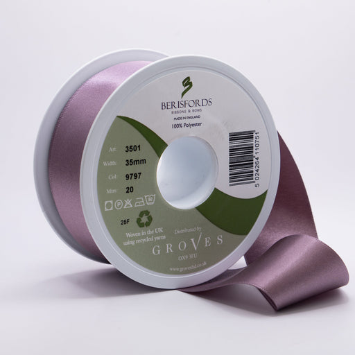 Berisfords Satin Ribbon, Lilac Mist from Jaycotts Sewing Supplies