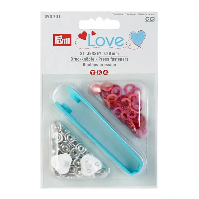 Prym 390701 pack of 21 Red Jersey press fasteners 8mm — jaycotts.co.uk