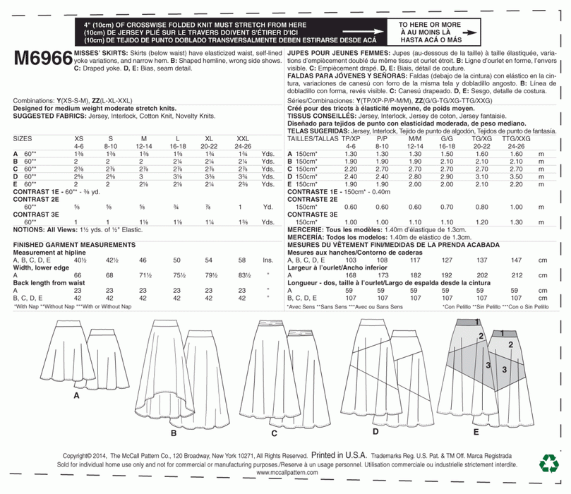 M6966 Misses' Skirts | Easy from Jaycotts Sewing Supplies