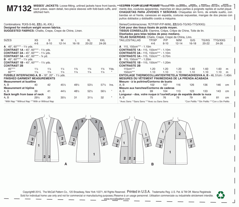 M7132 Misses' Jackets from Jaycotts Sewing Supplies