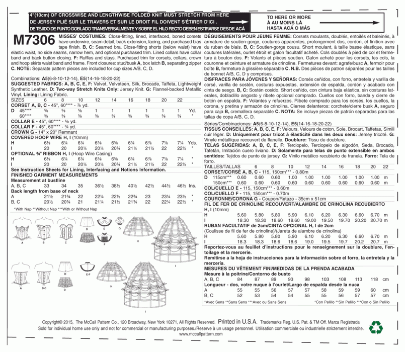M7306 Corsets, Shorts, Collars, Hoop Skirts and Crown from Jaycotts Sewing Supplies