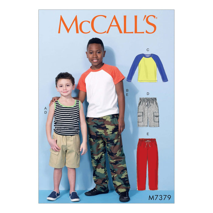 M7379 Boys Tank Tops, Cargo Shorts and Pants from Jaycotts Sewing Supplies