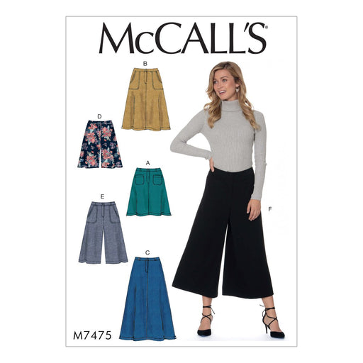 McCall's Sewing Pattern 7475 Misses' Flared Skirts, Shorts and Culottes from Jaycotts Sewing Supplies