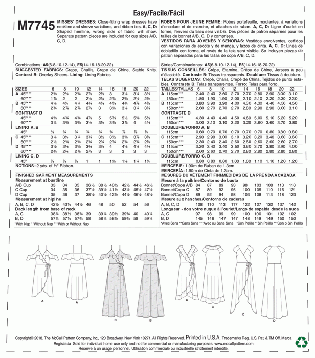 McCall's Sewing Pattern 7745 Misses' Wrap Dresses from Jaycotts Sewing Supplies