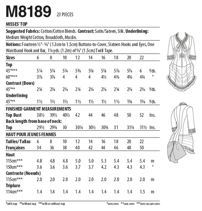 McCall's 8189 Misses' Tops sewing pattern from Jaycotts Sewing Supplies