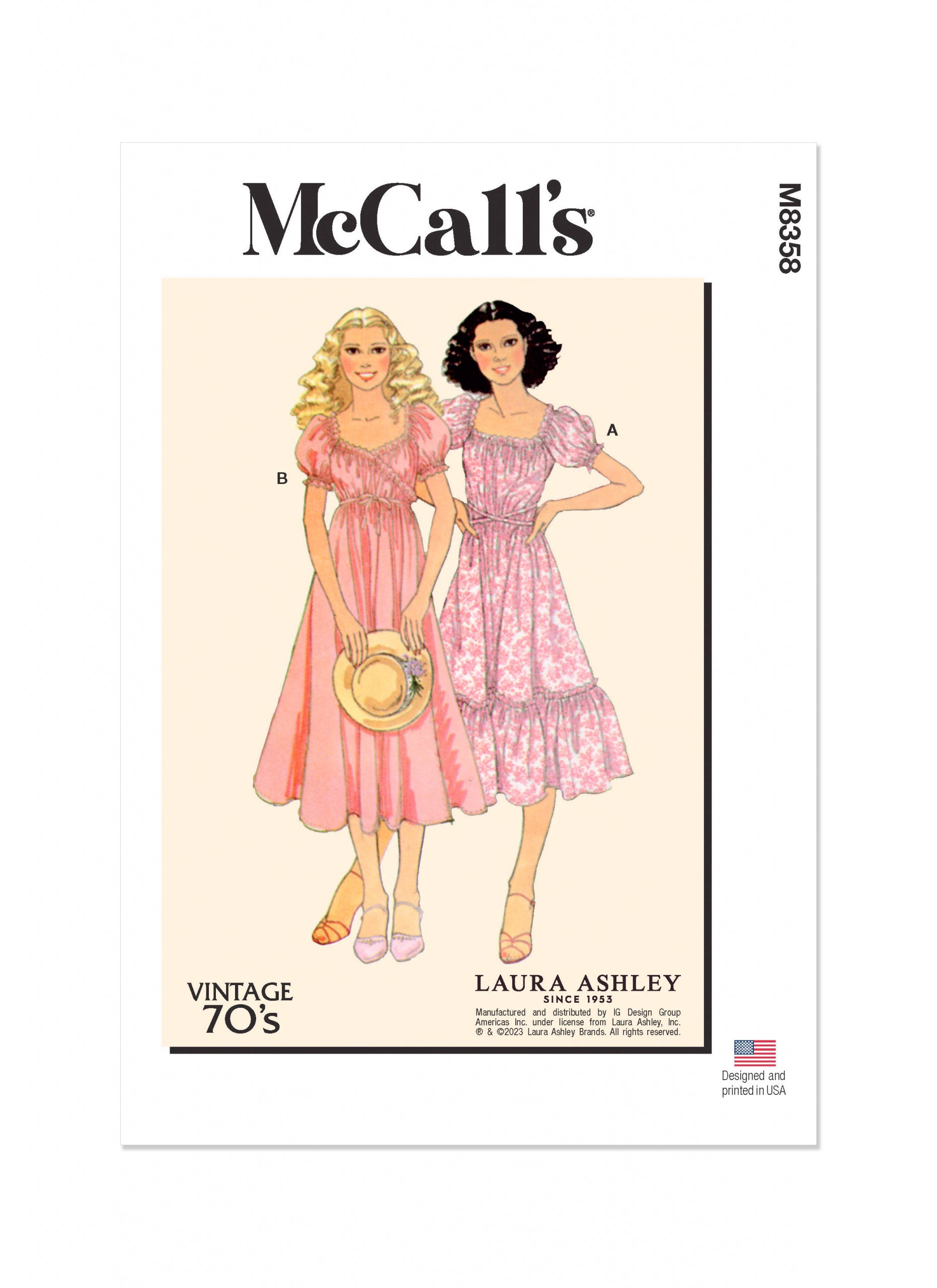 McCall's 8358 Vintage 70'S Wrap Dress Pattern by Laura Ashley from Jaycotts Sewing Supplies