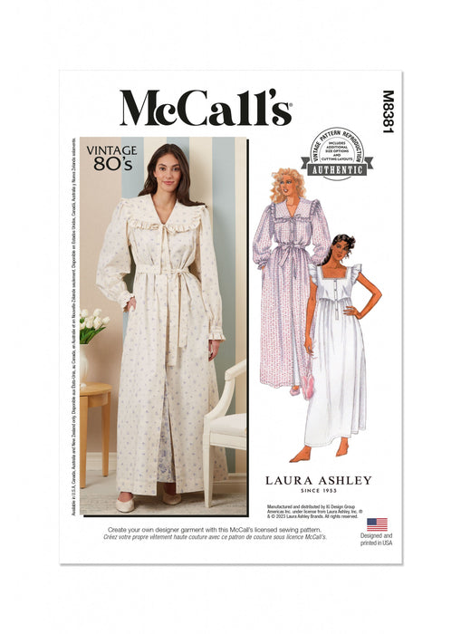 McCall's 8381 Dressing Gown Pattern by Laura Ashley from Jaycotts Sewing Supplies