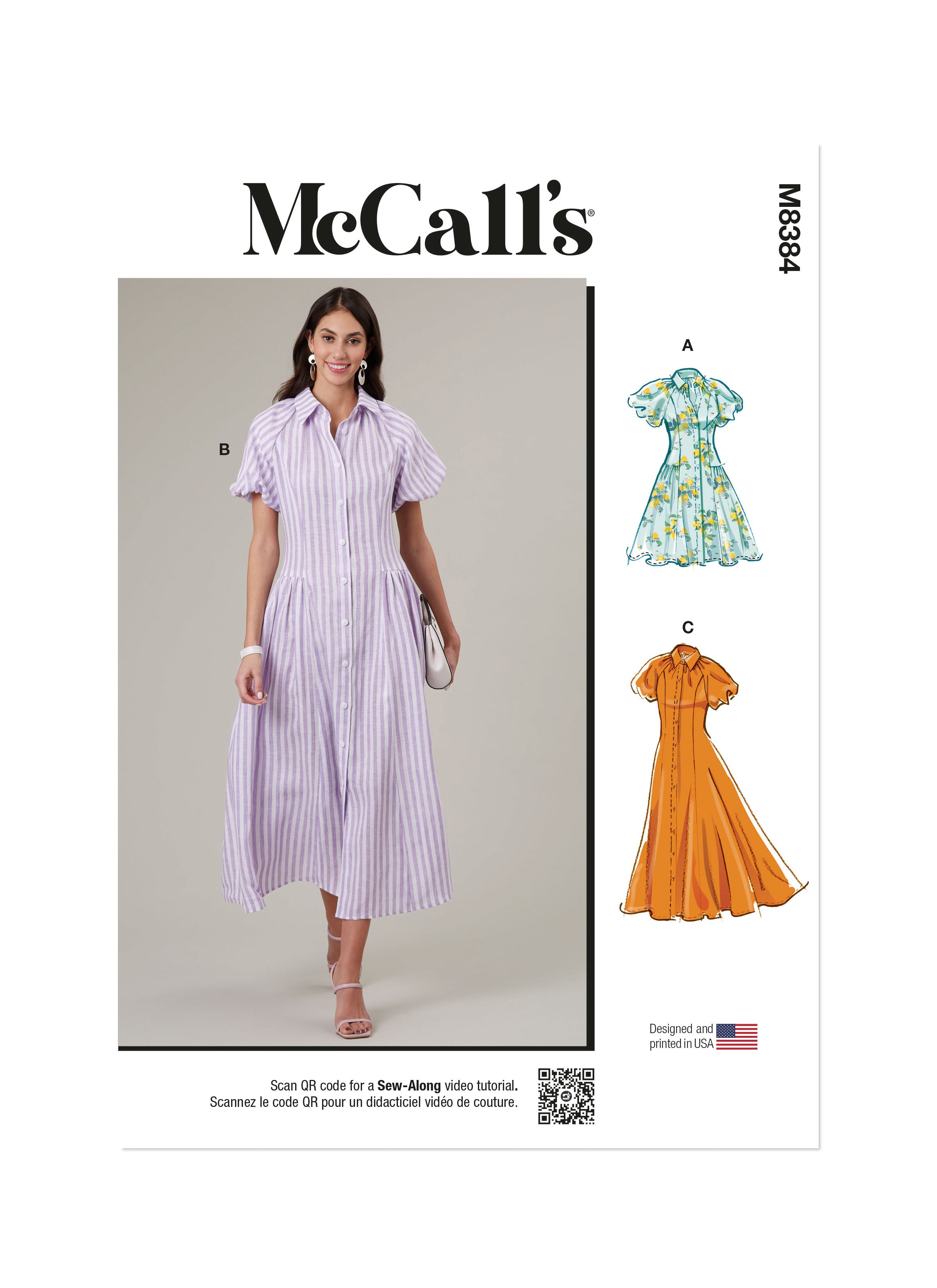 McCall's sewing pattern 8384 Misses' Shirtdress from Jaycotts Sewing Supplies