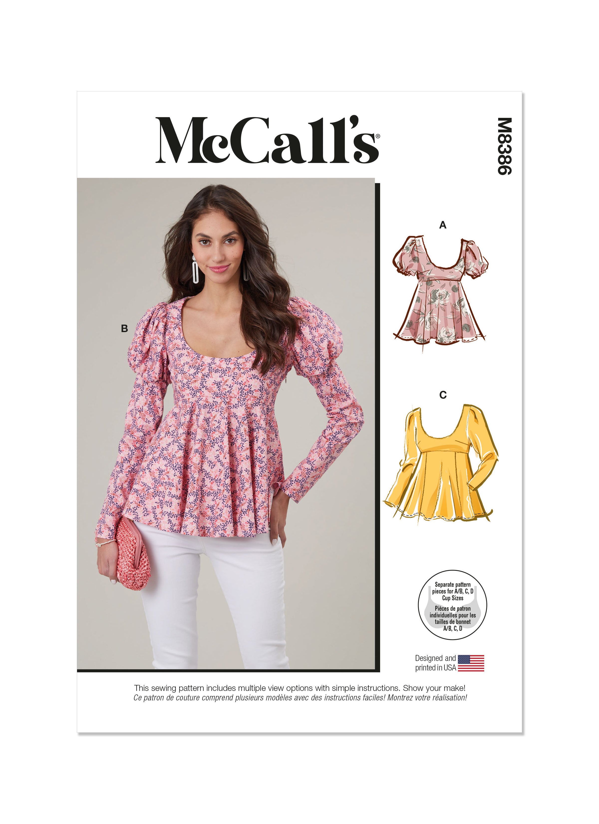 McCall's sewing pattern 8386 Misses' Tops from Jaycotts Sewing Supplies