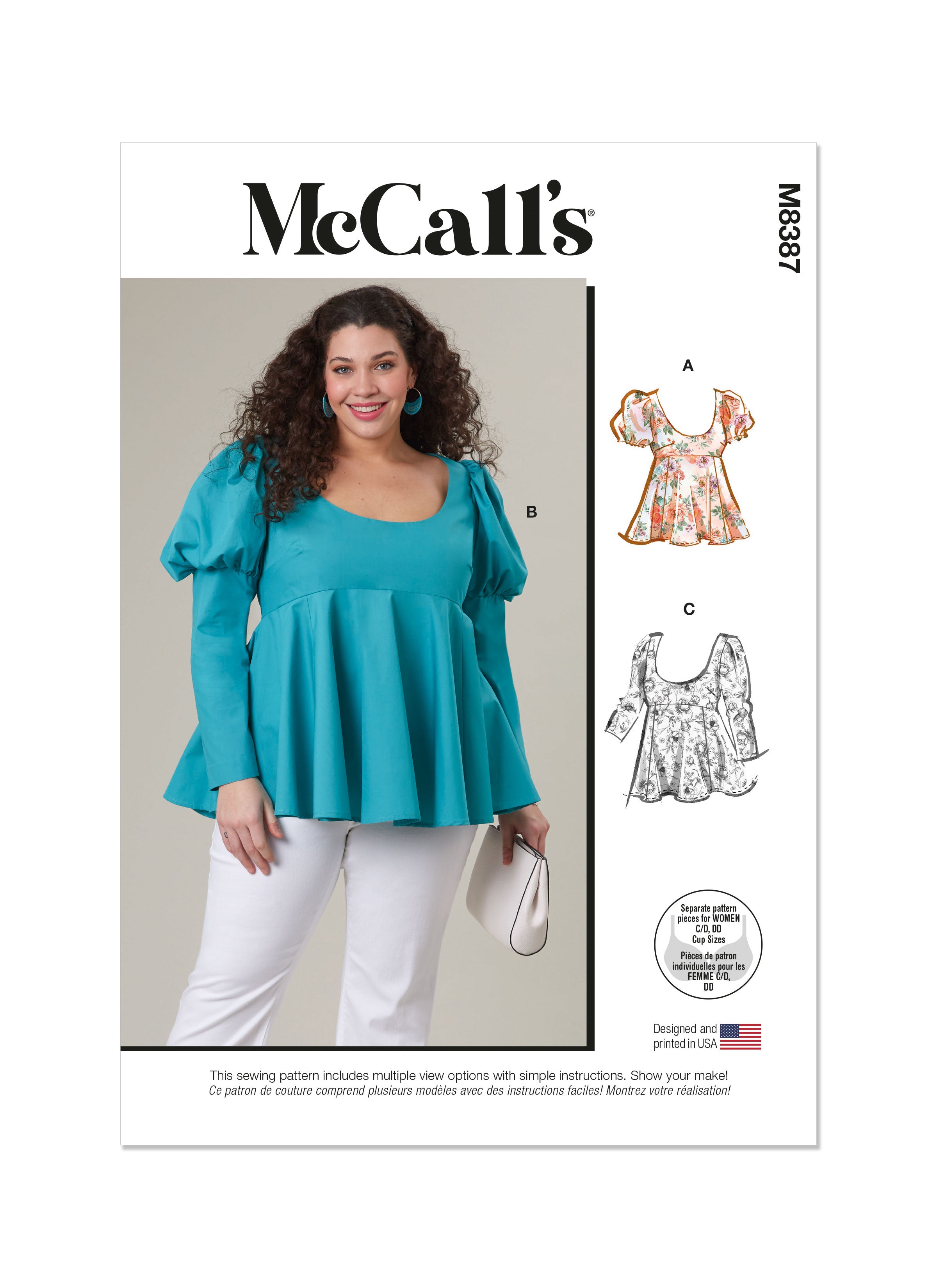 McCall's sewing pattern 8387 Women's Tops from Jaycotts Sewing Supplies