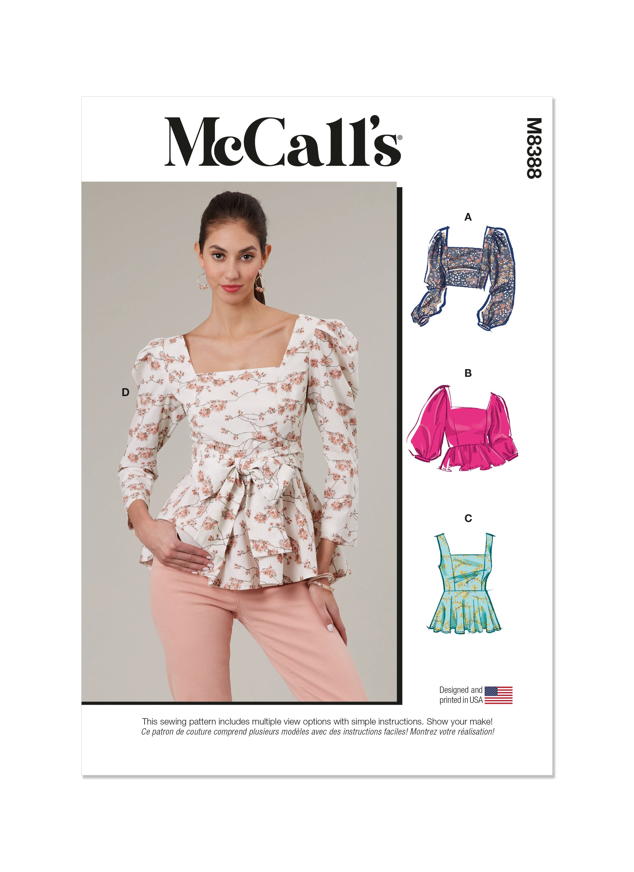 McCall's sewing pattern 8388 Misses' Tops from Jaycotts Sewing Supplies